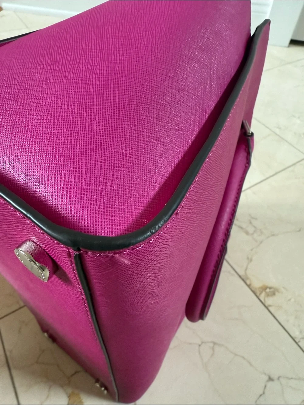 Michael Kors Fuchsia Saffiano Leather Satchel with Strap